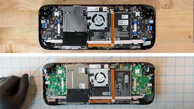 Серийная (сверху) и предсерийная (снизу) версии Steam Deck. Источники изображения: Valve и iFixit