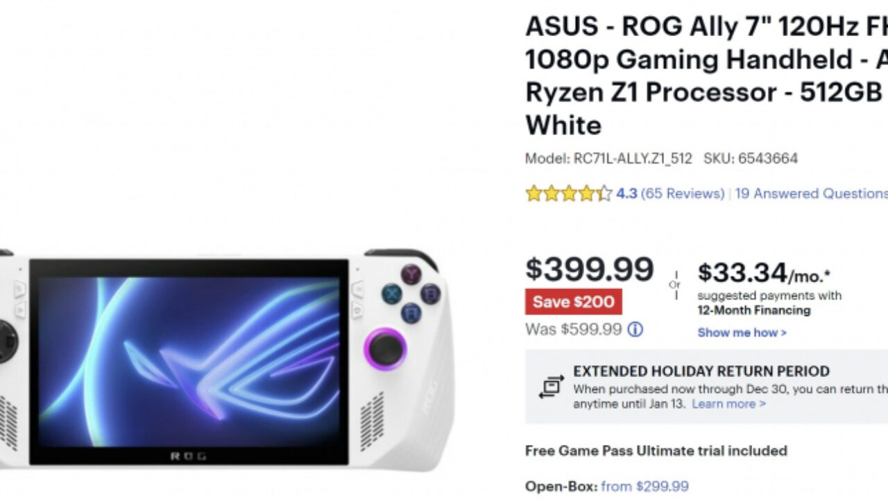 Consola ASUS ROG Ally vai chegar com um preço inicial de 599 dólares